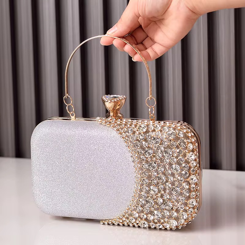 Torbica sa kristalima - srebrna